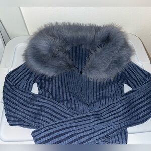 Blue fur cardigan
